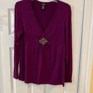 Ladies Size Large Canyon River Blues Deep Purple Long Sleeve Top GUC